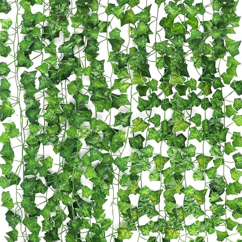 CEWOR 14 Pack 98 Feet Fake Ivy Leaves Artificial Garland Greenery Hanging Plant Vine for Bedroom Wall Decor Wedding Party Room Aesthetic Stuff - Image 1